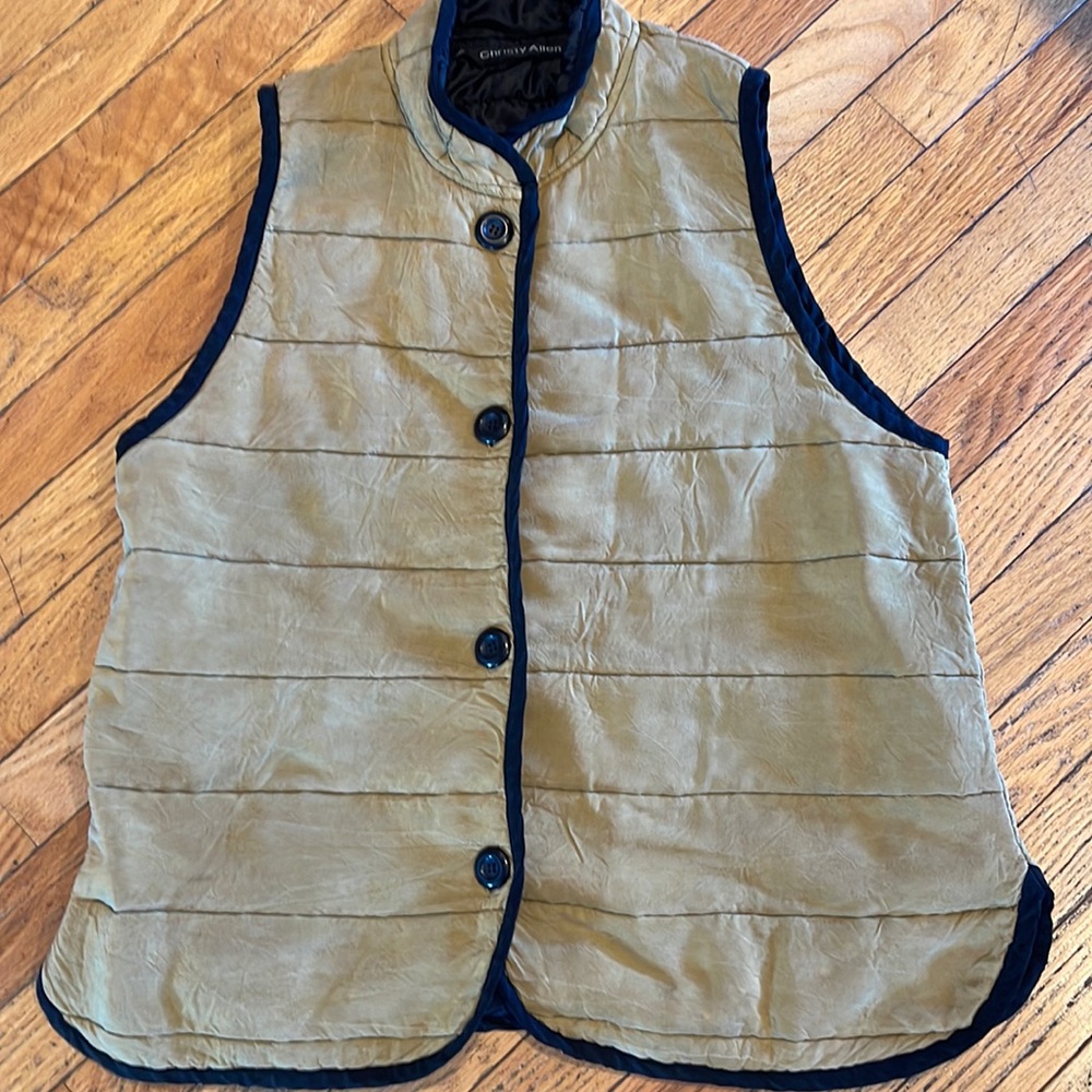Olive green vest . Christy Allen . vest